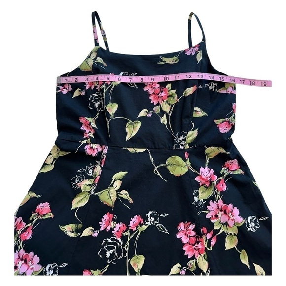 Floral Black Spaghetti Strap Dress - Size 10 - Picture 7 of 9